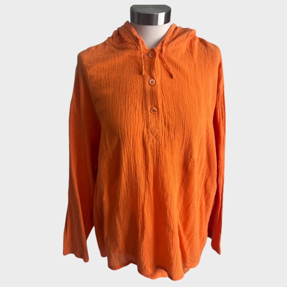 Salon Z Real Clothing Saks Fifth Avenue Size 22 Orange Hoodie Pullover - Picture 2 of 9